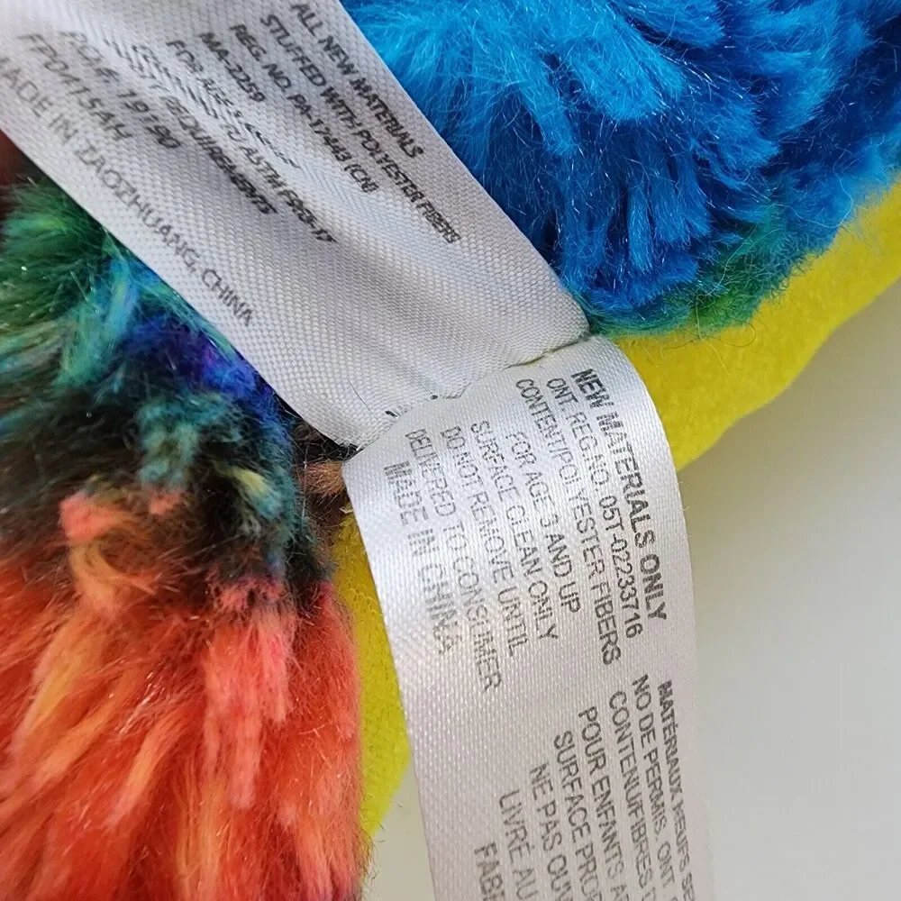 Great Wolf Lodge Plush Throw Pillow Rainbow Tie Dye Yellow Back Decorative 14x14